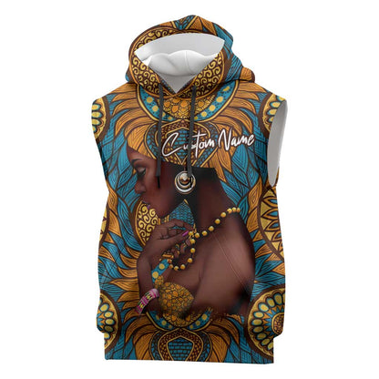 Personalized Black Girl Flora Sleeveless Hoodie African Women - African Pride