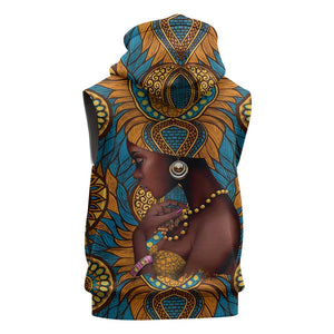 Personalized Black Girl Flora Sleeveless Hoodie African Women - African Pride
