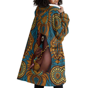 Personalized Black Girl Flora Wearable Blanket Hoodie African Women
