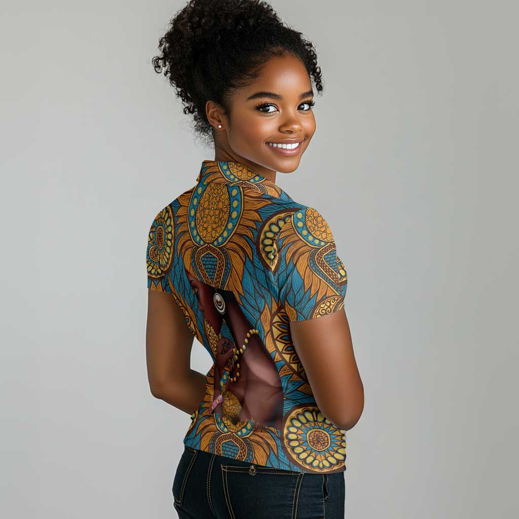 Personalized Black Girl Flora Women Polo Shirt African Women
