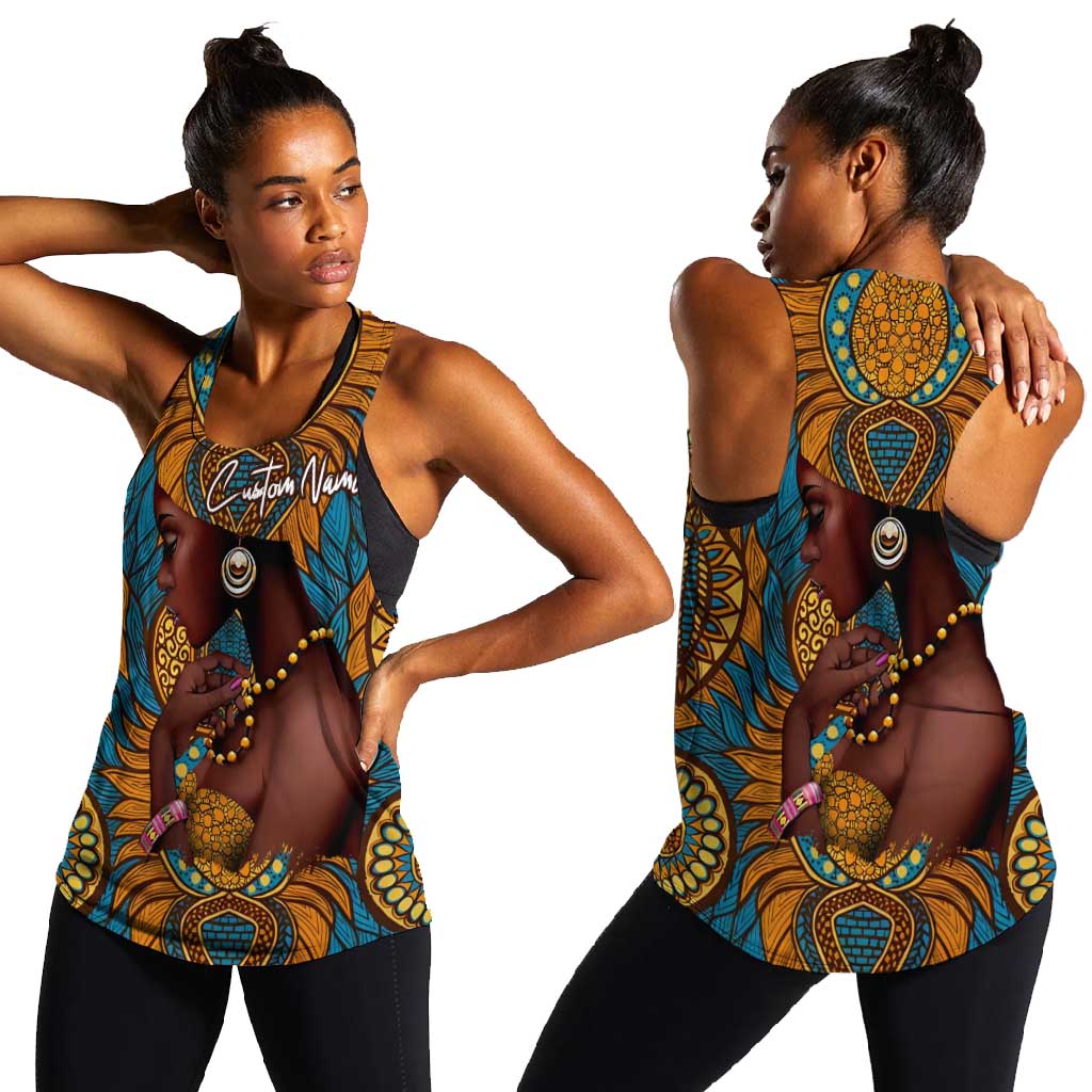 Personalized Black Girl Flora Women Racerback Tank African Women
