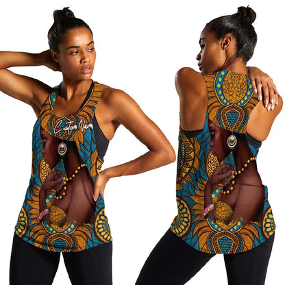 Personalized Black Girl Flora Women Racerback Tank African Women