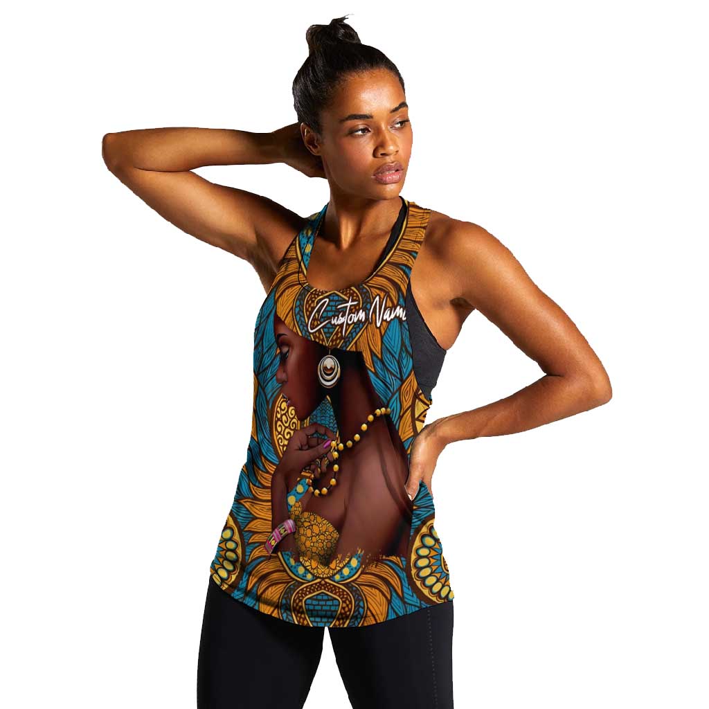 Personalized Black Girl Flora Women Racerback Tank African Women