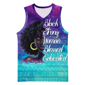 Black Strong Women Blessed Educated Basketball Jersey African Girl - African Pride