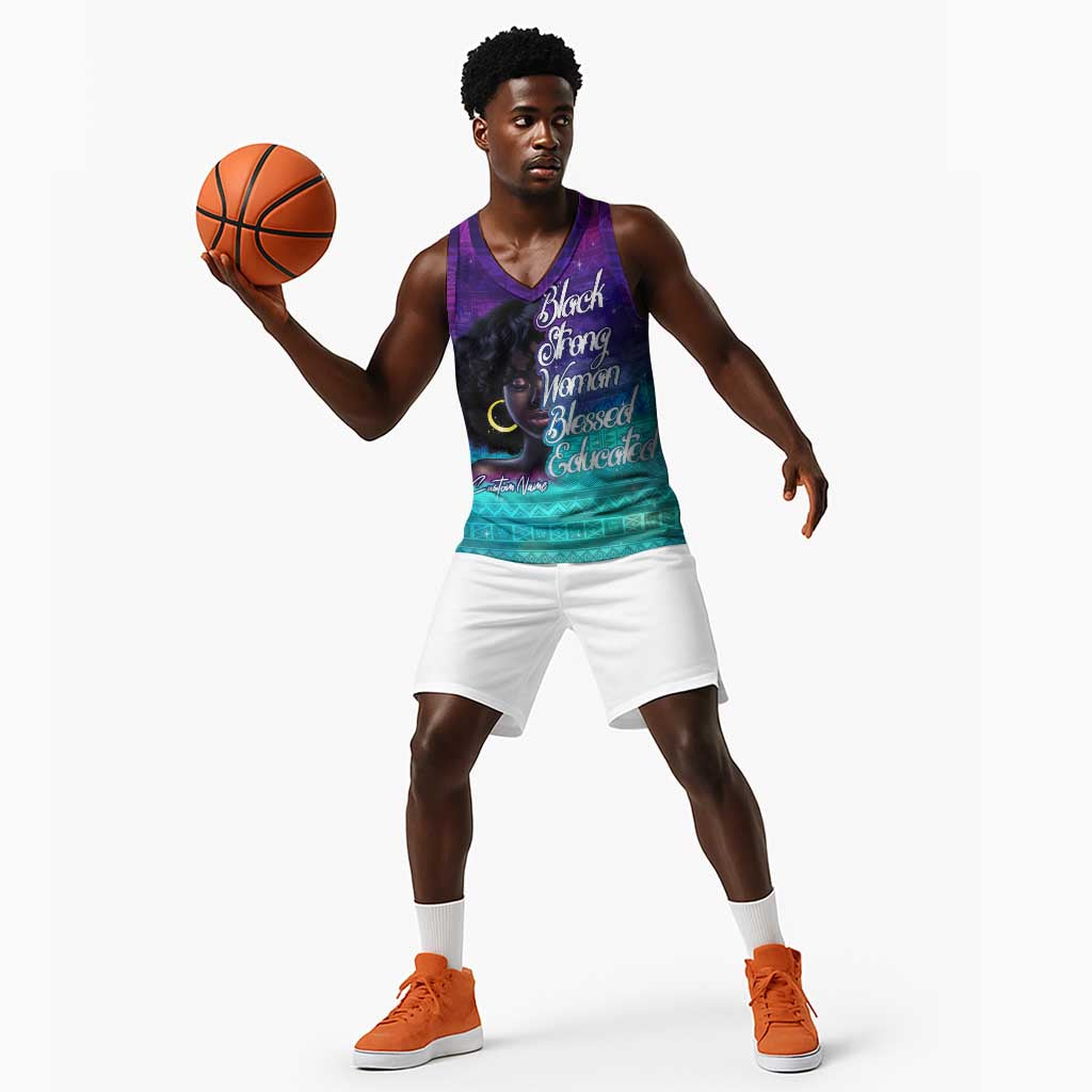 Black Strong Women Blessed Educated Basketball Jersey African Girl - African Pride