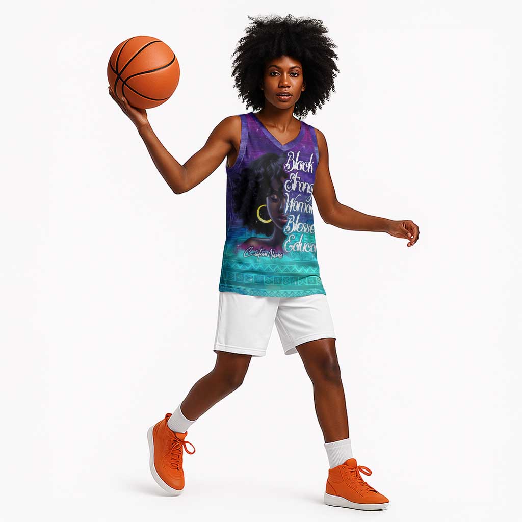 Black Strong Women Blessed Educated Basketball Jersey African Girl - African Pride