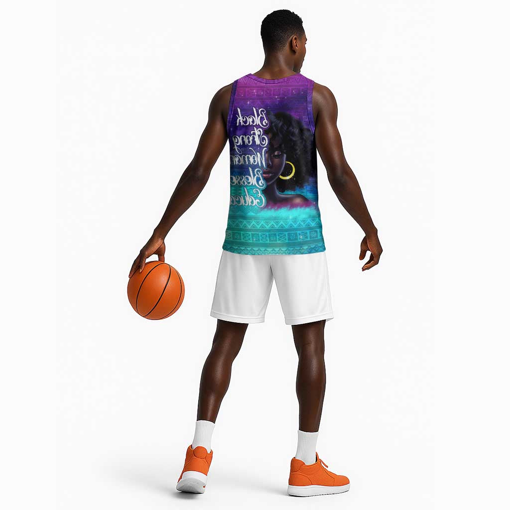 Black Strong Women Blessed Educated Basketball Jersey African Girl - African Pride