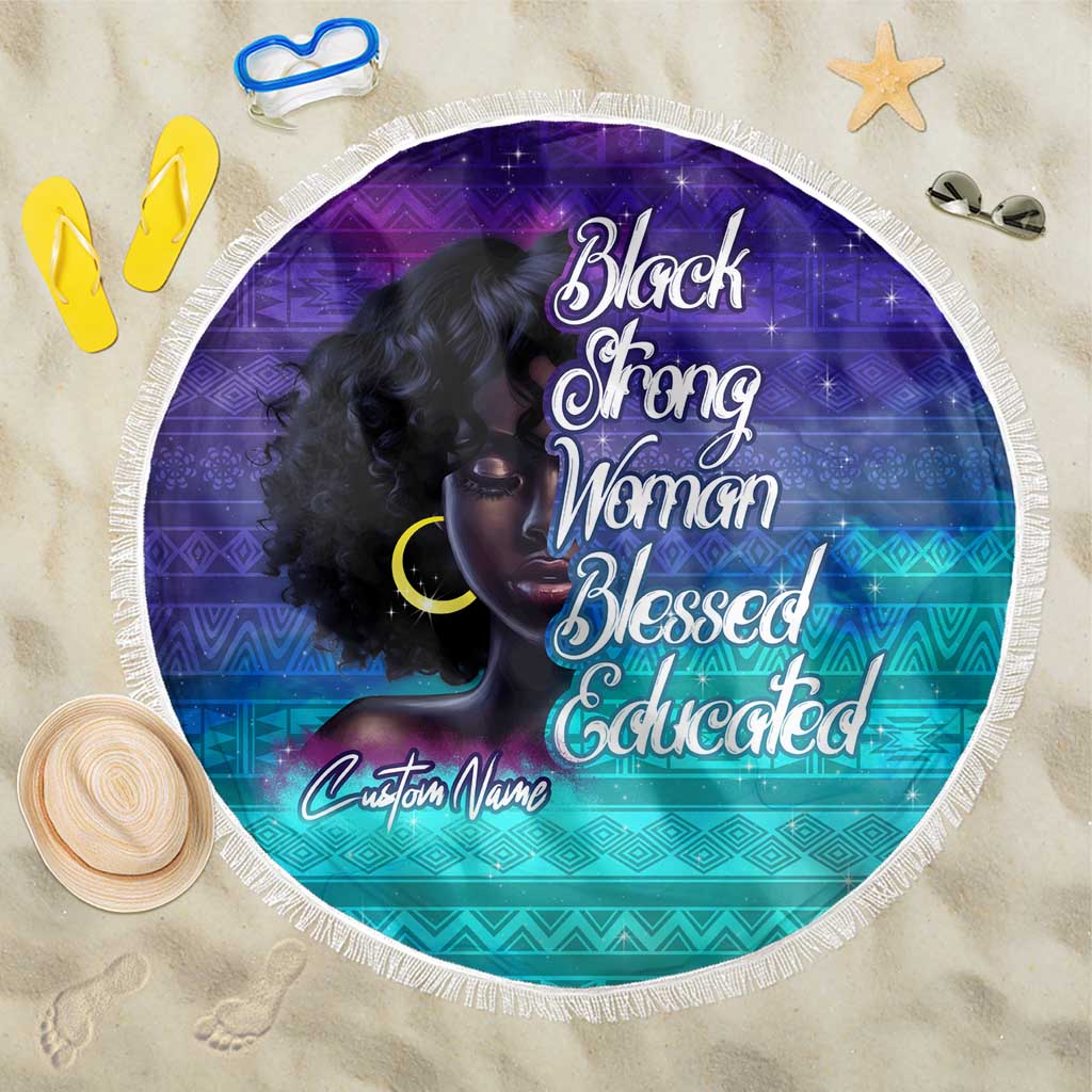 Black Strong Women Blessed Educated Beach Blanket African Girl