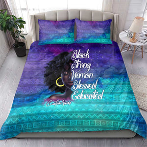 Black Strong Women Blessed Educated Bedding Set African Girl