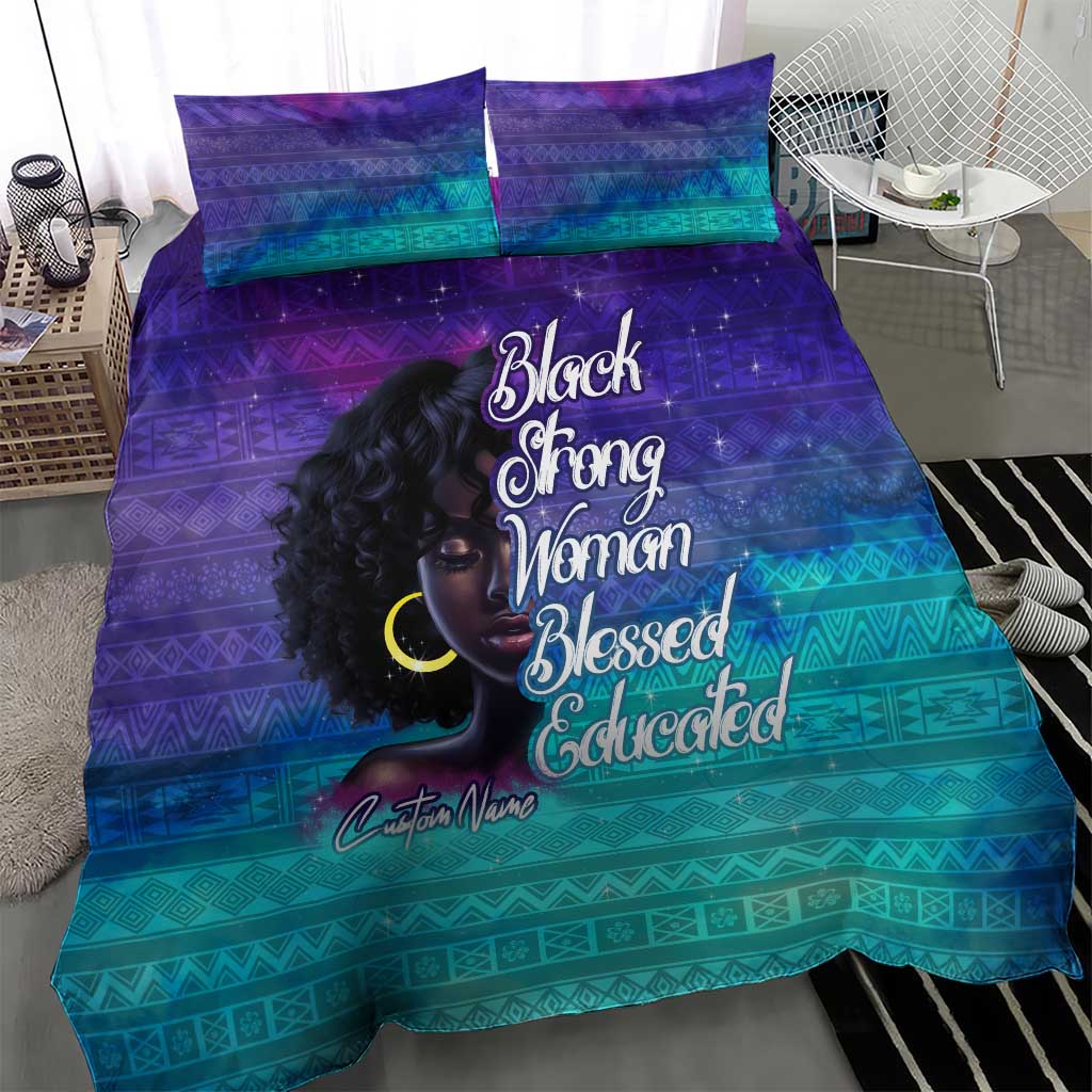 Black Strong Women Blessed Educated Bedding Set African Girl