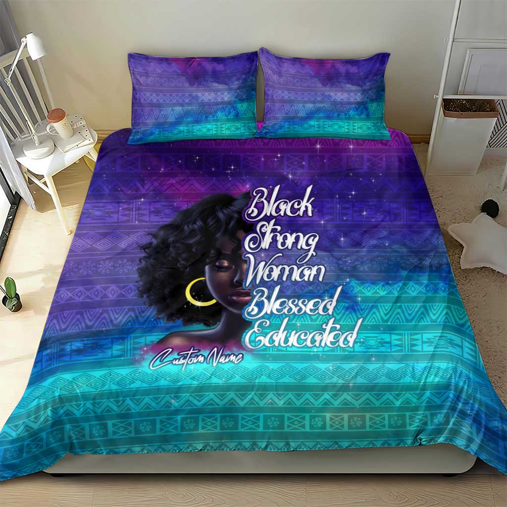 Black Strong Women Blessed Educated Bedding Set African Girl