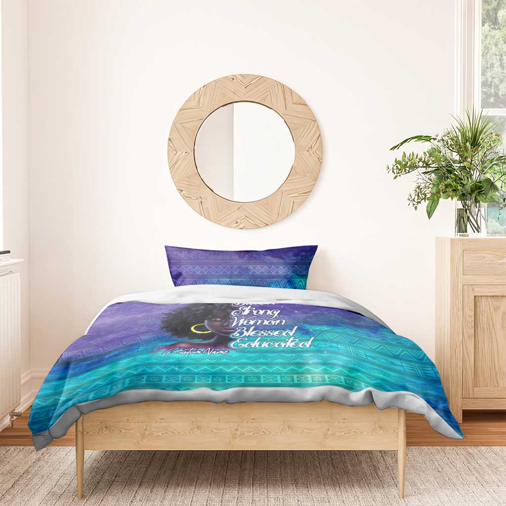 Black Strong Women Blessed Educated Bedding Set African Girl