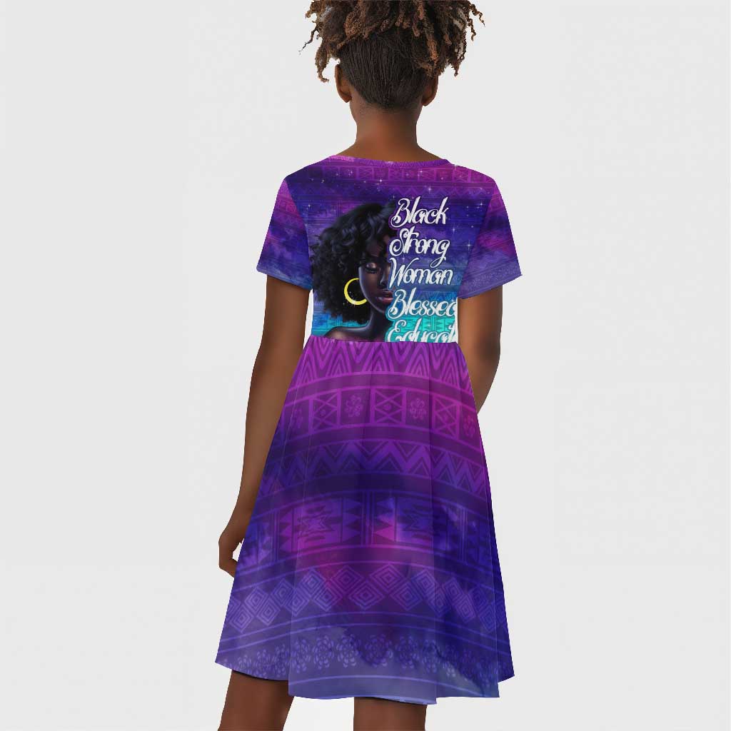 Black Strong Women Blessed Educated Kid Short Sleeve Dress African Girl
