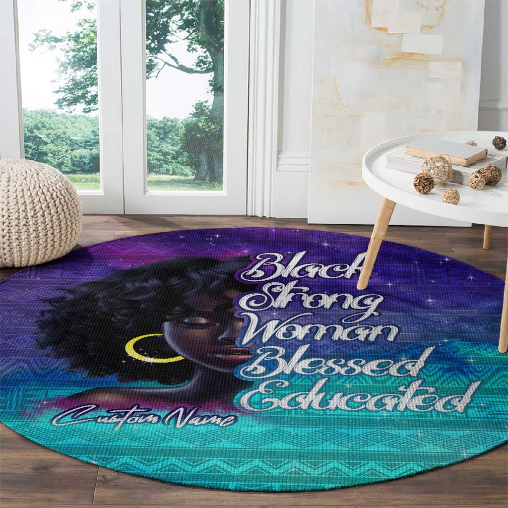 Black Strong Women Blessed Educated Round Carpet African Girl