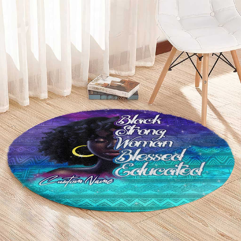 Black Strong Women Blessed Educated Round Carpet African Girl