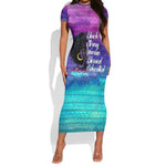 Black Strong Women Blessed Educated Short Sleeve Bodycon Dress African Girl DT02