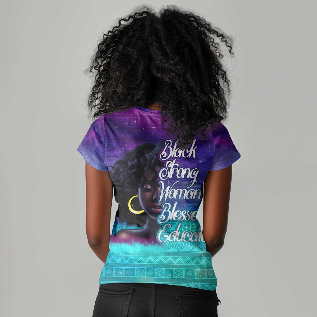 Black Strong Women Blessed Educated Women V-Neck T-Shirt African Girl