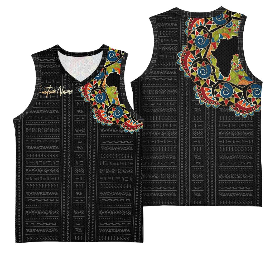 Personalized Sleeve African Pattern Basketball Jersey Multi-Colored - African Pride