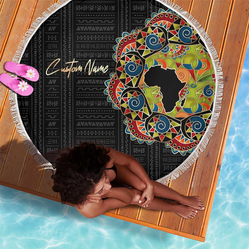Personalized Sleeve African Pattern Beach Blanket Multi-Colored