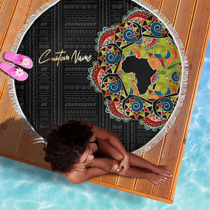 Personalized Sleeve African Pattern Beach Blanket Multi-Colored