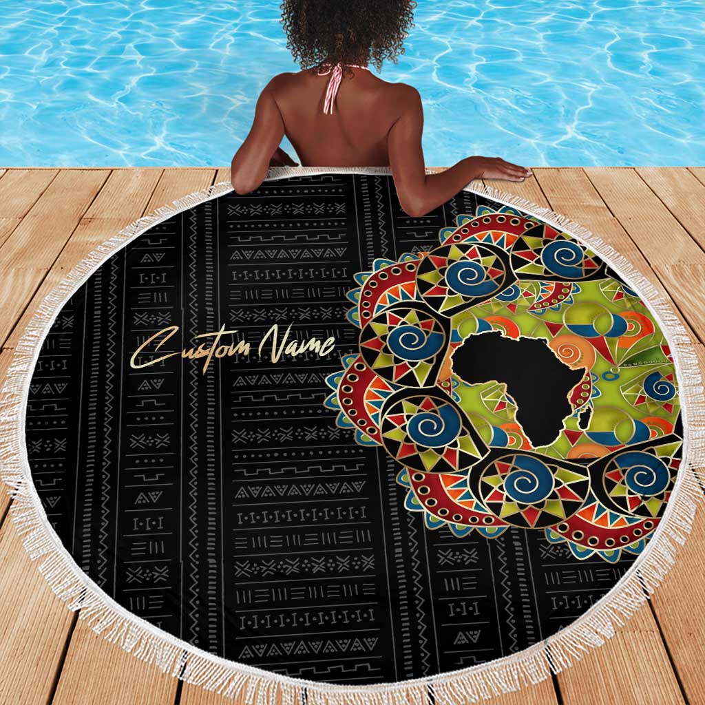 Personalized Sleeve African Pattern Beach Blanket Multi-Colored