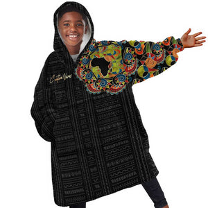Personalized Sleeve African Pattern KId Wearable Blanket Hoodie Multi-Colored