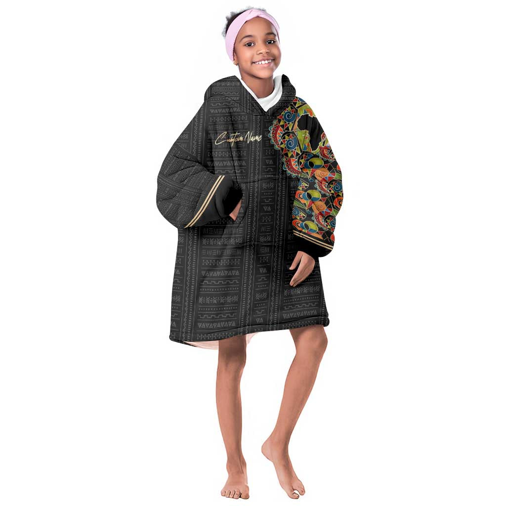 Personalized Sleeve African Pattern KId Wearable Blanket Hoodie Multi-Colored