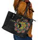 Personalized Sleeve African Pattern Leather Tote Bag Multi-Colored