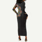 Personalized Sleeve African Pattern Long Sleeve Bodycon Dress Multi-Colored DT02