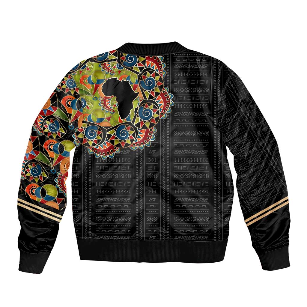 Personalized Sleeve African Pattern Sleeve Zip Bomber Jacket Multi-Colored