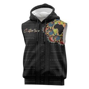 Personalized Sleeve African Pattern Sleeveless Hoodie Multi-Colored - African Pride