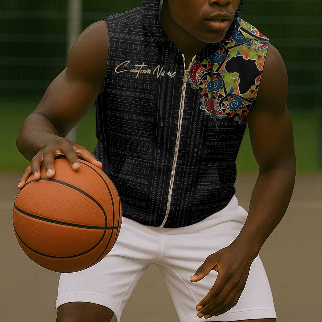Personalized Sleeve African Pattern Sleeveless Zip Hoodie Multi-Colored - African Pride