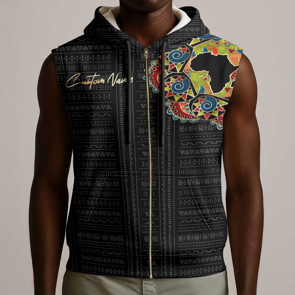 Personalized Sleeve African Pattern Sleeveless Zip Hoodie Multi-Colored - African Pride