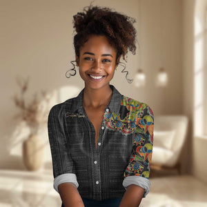 Personalized Sleeve African Pattern Women Casual Shirt Multi-Colored DT02