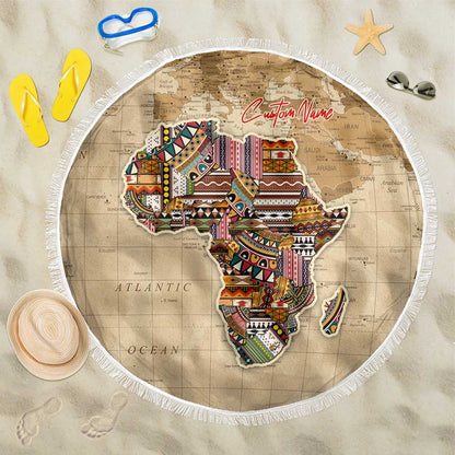 Personalized Africa On World Map Beach Blanket