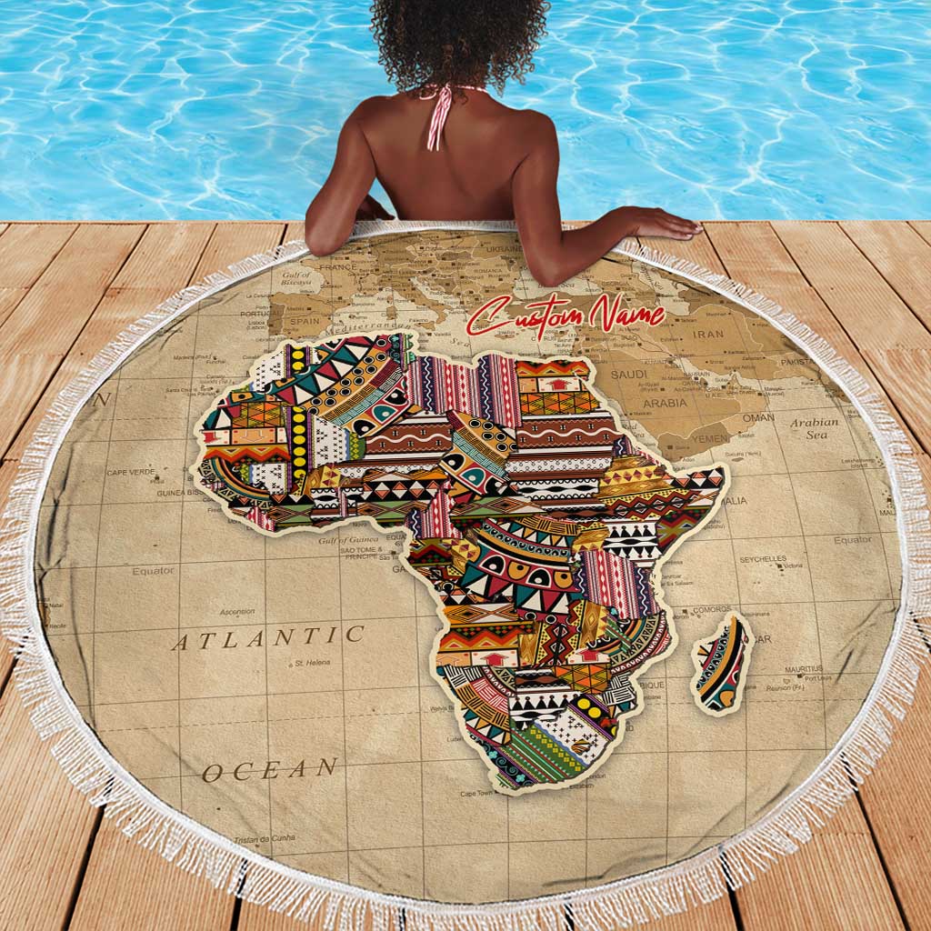 Personalized Africa On World Map Beach Blanket