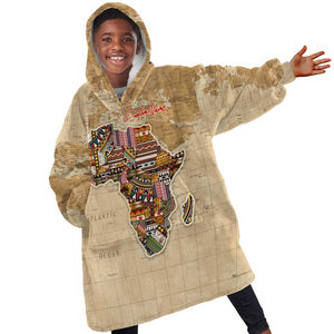 Personalized Africa On World Map KId Wearable Blanket Hoodie