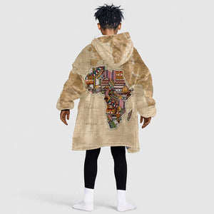 Personalized Africa On World Map KId Wearable Blanket Hoodie