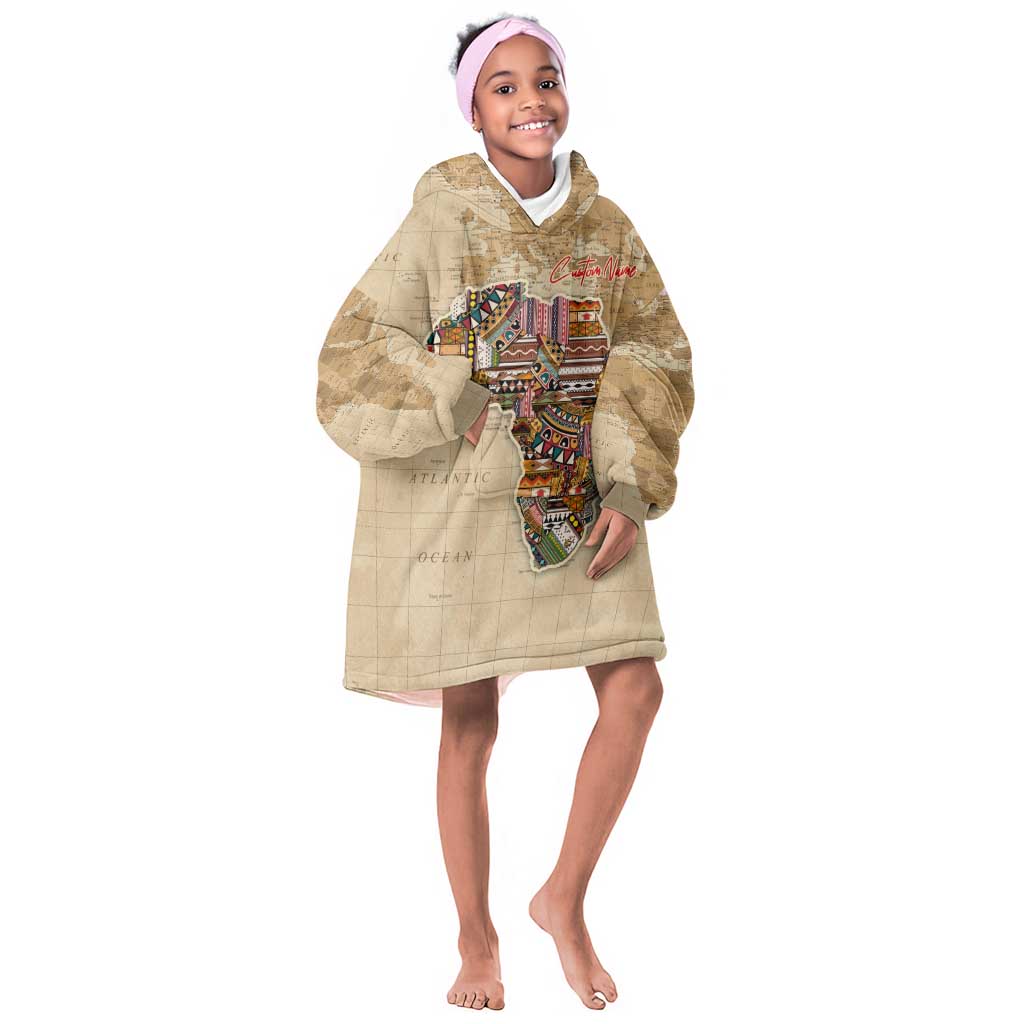 Personalized Africa On World Map KId Wearable Blanket Hoodie