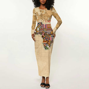 Personalized Africa On World Map Long Sleeve Bodycon Dress DT02