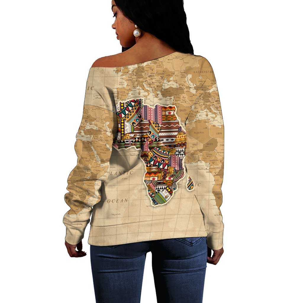 Personalized Africa On World Map Off Shoulder Sweater