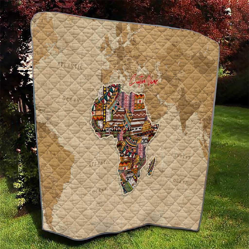 Personalized Africa On World Map Quilt