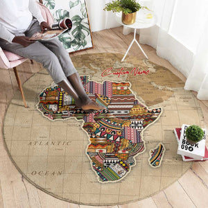 Personalized Africa On World Map Round Carpet