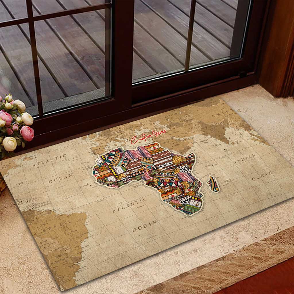 Personalized Africa On World Map Rubber Doormat