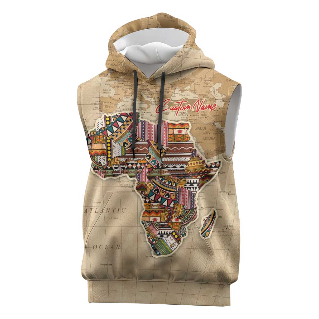 Personalized Africa On World Map Sleeveless Hoodie - African Pride