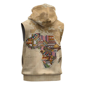 Personalized Africa On World Map Sleeveless Zip Hoodie - African Pride