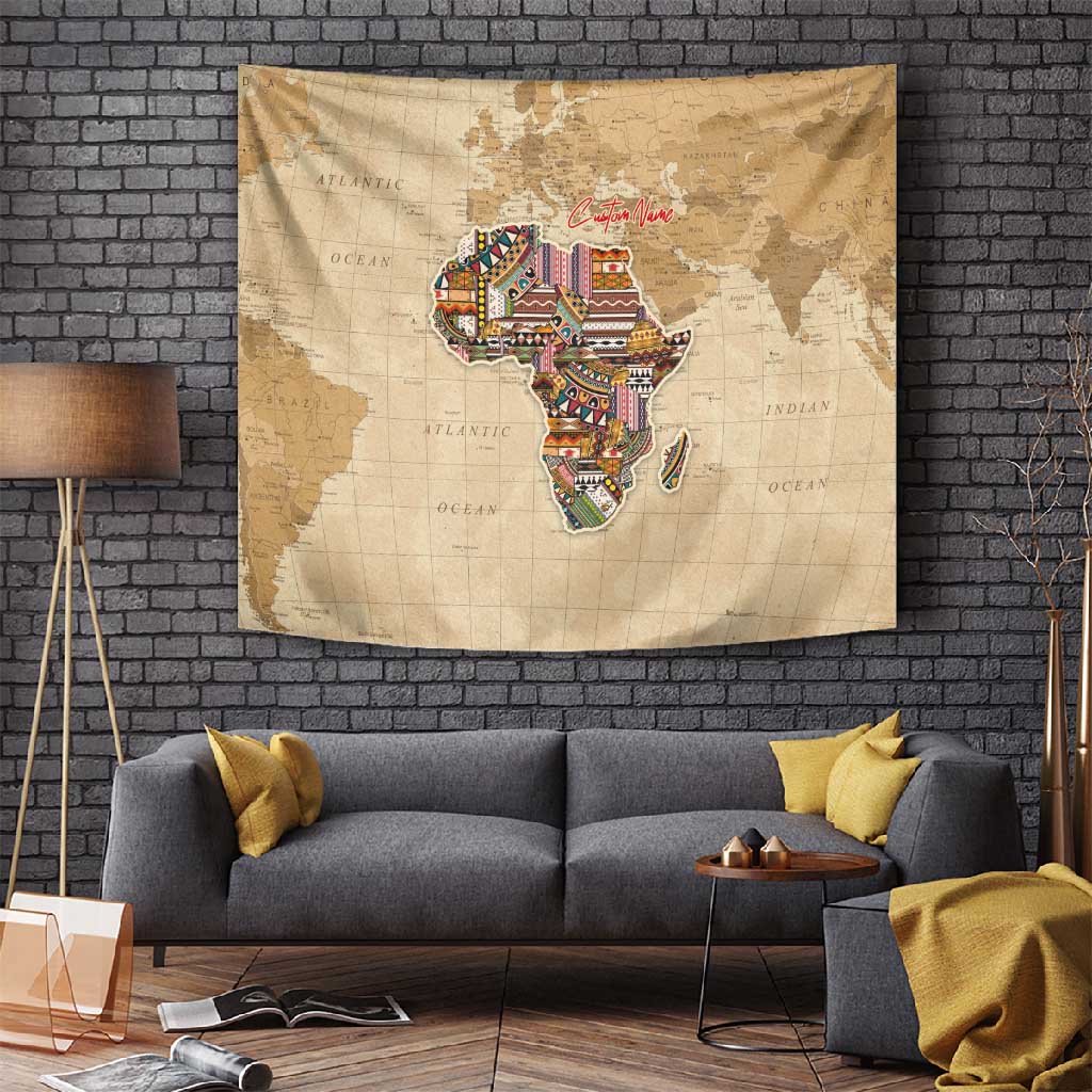 Personalized Africa On World Map Tapestry