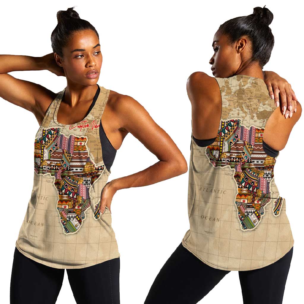 Personalized Africa On World Map Women Racerback Tank