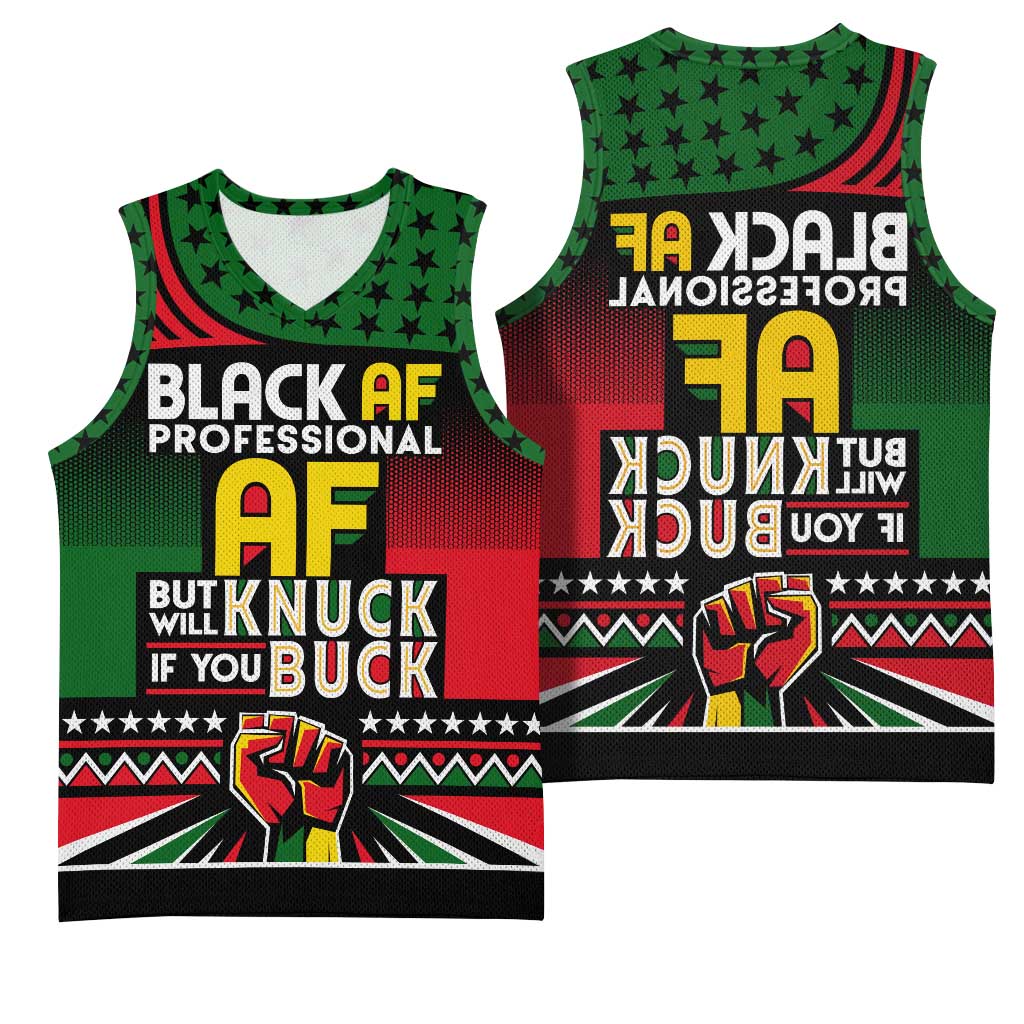 Black AF Professional AF But Will Knuck If You Basketball Jersey African Pride - African Pride