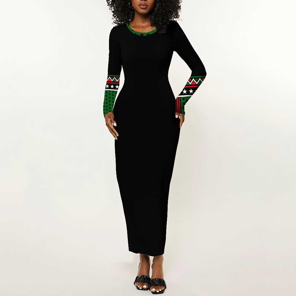Black AF Professional AF But Will Knuck If You Long Sleeve Bodycon Dress African Pride DT02